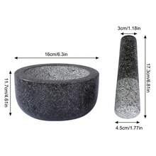 Natural Granite Mortar And Pestle Set, Kitchen Spice Grinder Tool For Herbs Garlic Guacamole Making - Black - View 6