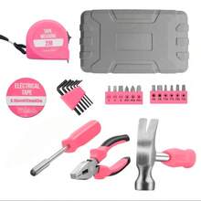 Pink Home Hand Tool Set, Multi-Function Home Repair Tool Kit, Includes Hammer, Pliers, Screwdriver Bits, Tape Measure, Hex Key, Electrical Tape, Portable Storage Box - Multi-color - View 6