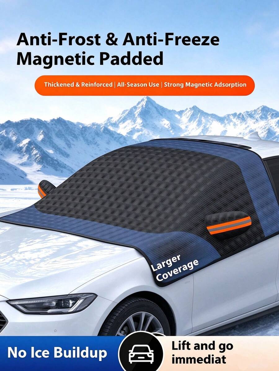 1pc Car Windshield Snow Cover, Large Thickened Design, UV & Snow Protection, Easy Installation, Suitable For Sedan And SUV, Durable & Foldable, Winter Driving Safety - Multiple Styles - View 1