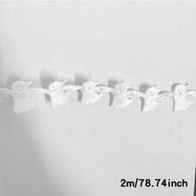 2m Halloween Lace Ribbon, Pumpkin & Ghost Mesh Hollow Decorative Trim, Suitable For Gift Wrapping, Party, DIY Headband, Halloween Decoration - 2m Halloween Ribbon - View 9