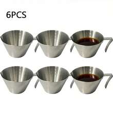 6pcs Premium 304 Stainless Steel Espresso Shot Glasses, 100ml Mini Measuring Cups With Scale, Metal Conical Spout Design Coffee Collection Cups, Suitable For Home Coffee Art And Cafes, Great Gift For Baristas - Silver - View 10