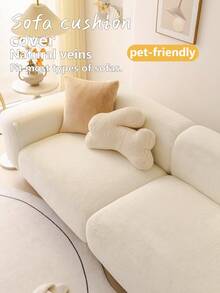 1pc Rabbit Fur Sofa Cover Cushion Protector, Warm Full Coverage Straight-Line Fixed Non-Slip Protection, Pet-Friendly, For Old Sofas, New Feeling, Autumn/Winter - Multicolor - View 6