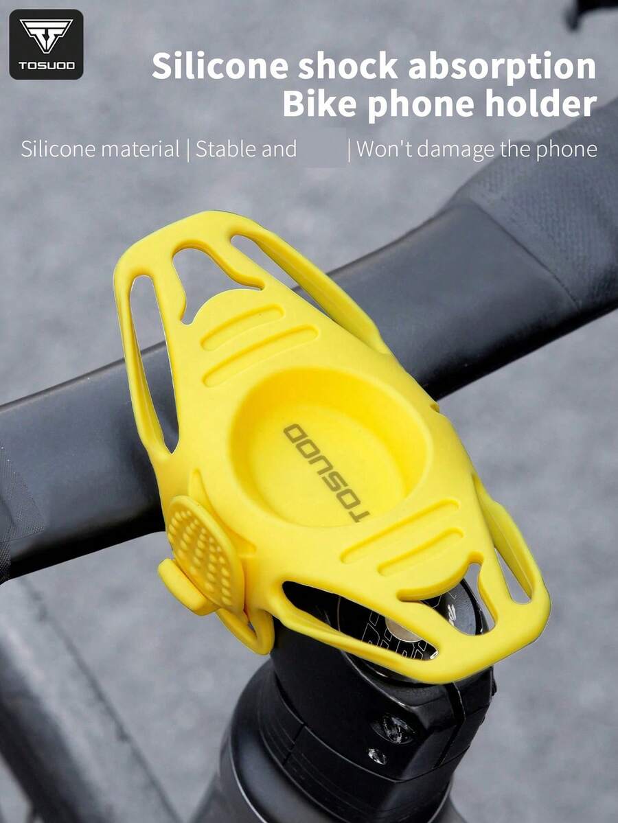 TOSUOD Silicone Strap Bicycle Phone Holder, Elastic Reinforced Stable Anti-Shock Anti-Drop Phone Mount, No Drilling Easy Installation, Soft Protective Slip-Resistant Universal For Mountain Bike Road Bike Commuter Bike Motorcycle Scooter, Outdoor Cycling Navigation Accessory