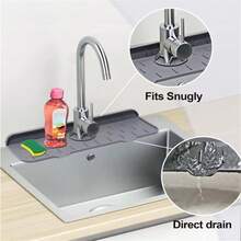 1pc Foldable Faucet Drip Tray, Silicone Splash Guard Mat For Kitchen Sink Countertop, 360° Fit Faucet Water-Resistant Mat - Multicolor - View 8