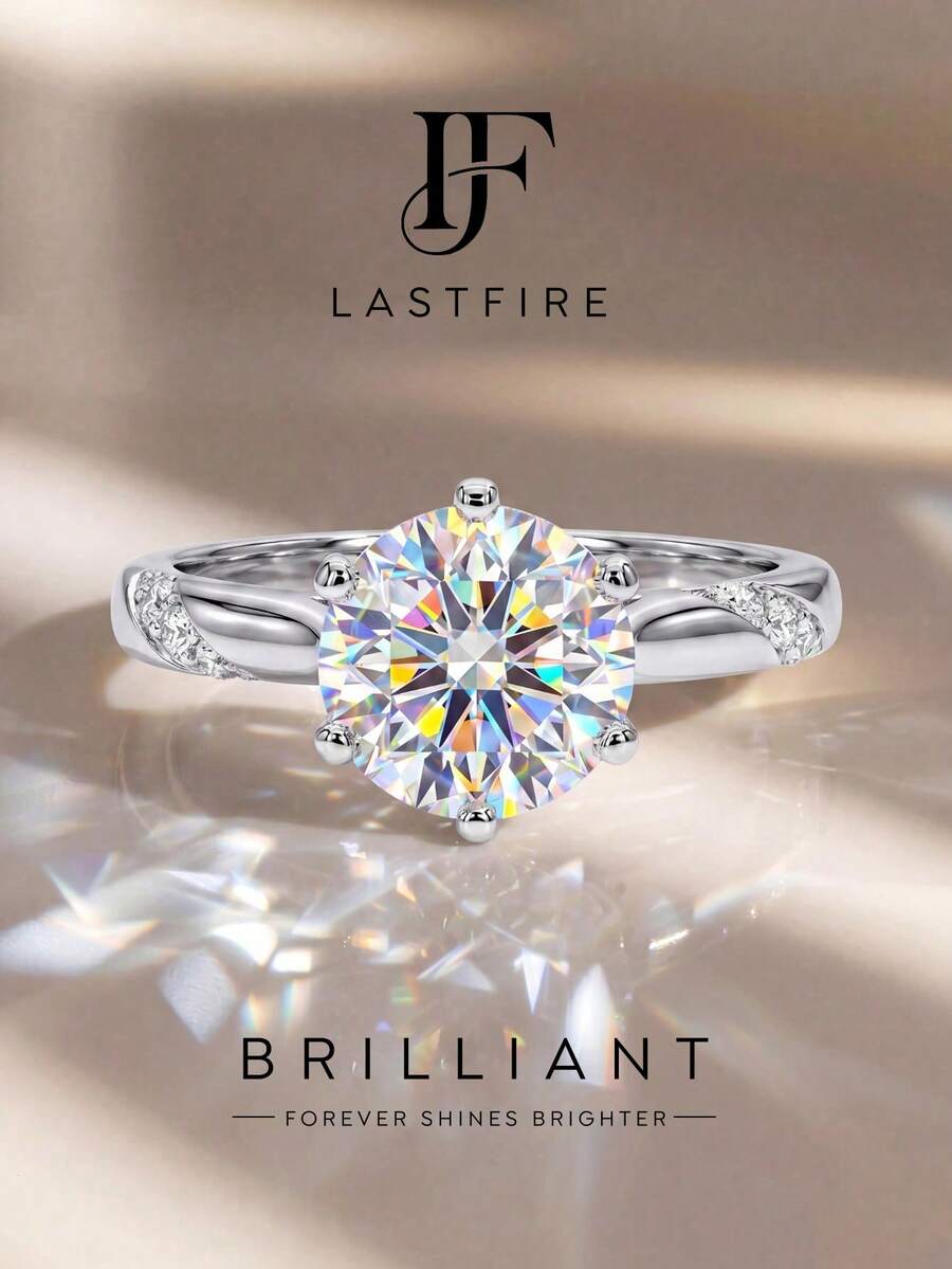1pc Moissanite Diamond Ring Classic 1CT 6-Prong Solitaire Ring, Perfect For Women's Engagement And Wedding