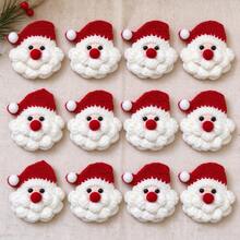 6Pcs Handmade Crochet Santa Claus Christmas Ornaments, Cute Knitted Xmas Tree Hanging Decorations For Gift Wrapping DIY Holiday Party Decor - A - View 7