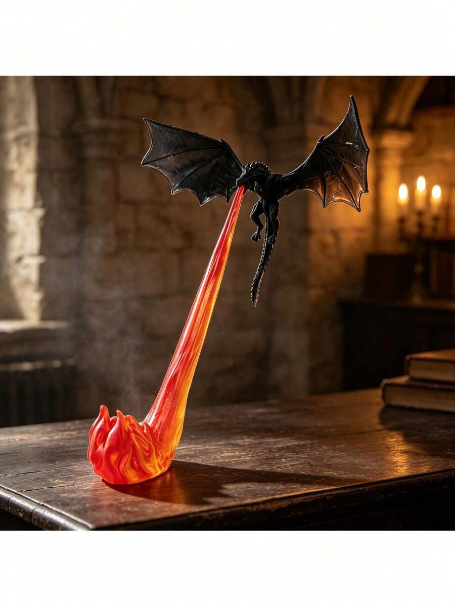Flying Dragon Figurine, Medieval Black Fire Dragon Statue, Desktop Decor Small Sculpture, Dreamy Dragon Sculpture, Suitable For Home Office Desktop Decoration, Unique Gift For Dragon Lovers, Perfect. - Multicolor - View 1