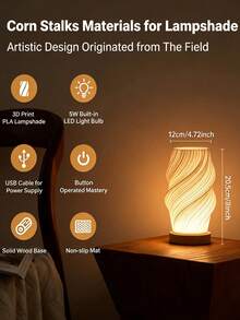 1pc USB Powered LED Desk Lamp, Minimalist Creative Design, 3-Color Adjustable Soft Light Desk Lamp, ABS Lampshade With Wooden Base, Suitable For Bedroom, Living Room, Office Home Lighting - Multicolor - View 5