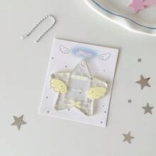 1 móc khóa khung ảnh mặt dây chuyền 1 inch hình cánh thiên thần hoạt hình, trong suốt đính kim tuyến ngôi sao, phong cách Ins Girl - Nhiều màu - Xem 15
