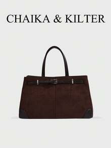 1pc Suede Fabric Handbag With Adjustable Shoulder Strap, Suitable For Commuting, Shopping And More - Coffee - View 2