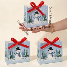10 túi quà giấy mini hình người tuyết Giáng Sinh, kèm nơ ruy băng đỏ, hộp quà nhỏ hình cây thông Noel và bông tuyết màu xanh nhạt, hộp đóng gói quà tặng cho tiệc lễ hội trẻ em - Xem 4