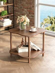 2‑Tier Irregular Wooden Side End Table, Open Shelf Compact Storage Nightstand For Lamp Book Photo Decor, For Bedroom Living Room Couch Corner Guest Room, For Apartment Dorm Renters Household Use - Multiple Specifications - View 8