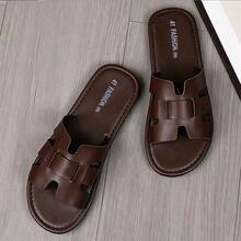 Fashionable Men's Unisex Bohemian Style Slides - Lightweight Slip-On Square Toe Beach Shoes, One-Piece Upper And Sole, All-Season Casual Vacation Shoes, Suitable For Poolside, Boardwalk And Daily Wear - Brown - View 4
