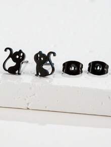 1Pair Stainless Steel Simple Cat Earrings, Sweet Cute Simple Jewelry Party Anniversary Fashion - GED379 - View 4