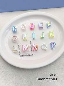 20Pcs Random Styles Iridescent Clear Large Hole Acrylic Alphabet Letter Beads,DIY Name Beads For Keychain Phone Chain Bracelet Jewelry Making Handcraft Supplies - Multicolor - View 3