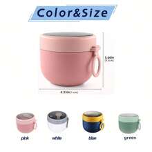 1pc 600ml Soup Cup, Breakfast Bowl, Portable Milk Soup Pot, Student & Worker Fresh-Keeping Bowl, Small Lunch Box, Suitable For Students And Office Workers - Multicolor - View 11