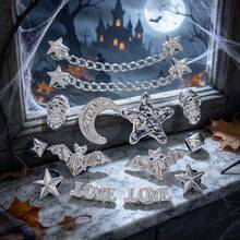 14pcs Silver Small Chain Bat DIY Shoe Decor Halloween Accessories Casual ABS Plastic (ABS Resin) Animal Party All Seasons - Silver - View 8