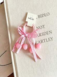 2pcs Decorated With Plump Pink Cherry Pendants And Sweet Bowknots. Soft Elastic Band, Stretchy And Not Easy To Break. Pretty Preppy Style. - Multicolor - View 7