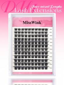 Miss Wink 接睫毛混裝組，8-16mm 混長 0.07mm D 捲度，120 支裝 濃密捲翹睫毛，適合 DIY 接睫毛，日常妝容或外出穿搭完美選擇 - 黑色 - 查看 3