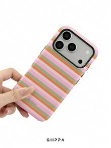 GIIPPA 1件多色條紋混搭圖案設計手機殼，適用於Phone 18 Pro Max，相容Phone 17 Pro Max、16 Pro Max、15 Pro Max，韓系高端時尚趣味手機殼，適合11/12/13/14/15/16 Pro Max Plus，男女皆宜的優雅設計，送給女友的聖誕節、情人節、復活節、婚禮季與生日完美禮物！ - 多色2 - 查看 5