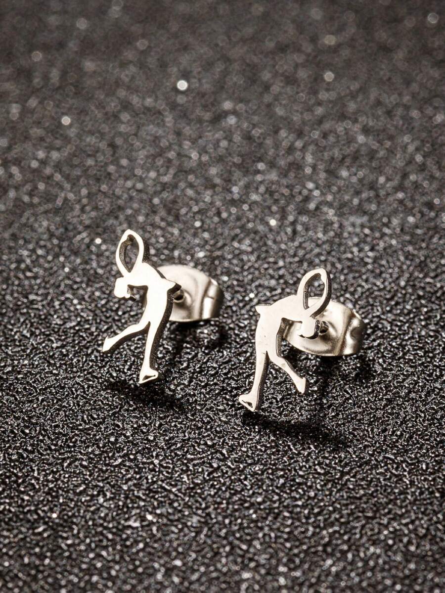 1 Pair Stainless Steel Yoga Stud Earrings ,Sports Jewelry Dancer Stud Earrings - GED729 - View 1