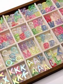 20Pcs Random Styles Iridescent Clear Large Hole Acrylic Alphabet Letter Beads,DIY Name Beads For Keychain Phone Chain Bracelet Jewelry Making Handcraft Supplies - Multicolor - View 8