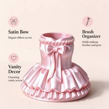 Pink Ballet Skirt 3D Printed Storage Cylinder, Multifunctional Makeup Brush Holder Pen Holder, Luxury Sweet Style Desktop Decor Organizer Container - View 2