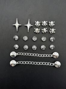 20 buah Hiasan Sepatu Bentuk Tengkorak Gaya Punk dengan Paku Keling Logam Imitasi, Dekorasi Sepatu DIY yang Dapat Dilepas, Aksesoris Paku Keling ABS, Cocok untuk Bakiak Kayu, Sandal Wanita, Selop, Sepatu Pantai, Hadiah Liburan - Perak - View 9