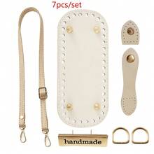 7pcs Adjustable PU Shoulder Straps, One Shoulder Bag Strap Accessories, Suitable For Crochet Bags, Straw Beach Bags, Suitable For Handbags And Wallets DIY, Knitting Enthusiasts Box Packaging Decoration Label/Handmade Bag Knitting Accessories Set With Perforated Bag Bottom + Adjustable Shoulder Strap Combination - New Model - View 10