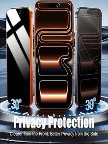 2 Pcs Privacy Tempered Glass Screen Protectors Compatible With Iphone 18 Pro Max/18 Pro/Duo/17 Pro Max/17 Pro/17/Pro/16/15/14/Plus/13/12/11/Plus/Mini/Air/17E/16E Screen Protector Film Compatible With Iphone X/Xr/Xs Max/7/8/SE 2/SE 3/7 Plus/8 Plus, 9H+ Hardness, Full Coverage, Anti-Scratch, Anti-Fingerprint, Easy To Install, Case Friendly - Clear - View 2
