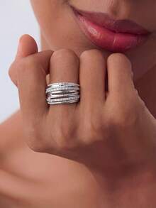 1pc Vintage Multi-Layer Cross Ring, High-Quality Material, Elegant Women's Jewelry Gift, Suitable For Valentine's Day - Micro-inlaid Cross - View 6