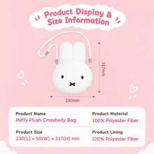 Miffy Plush Crossbody Bag, Cute Bunny Shoulder Bag, Cartoon Purse For Women And Girls - Multicolor - View 8