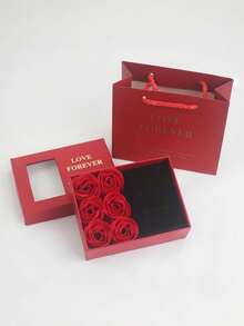 New Creative Valentine's Day Gift Ring Necklace Rose Flower Jewelry Box, Window Gift Box, Window Soap Flower Jewelry Box, Suitable For Anniversary, Birthday, Wedding, Valentine's Day, Christmas, Mother's Day (Necklace Not Included) - Multicolor - View 11