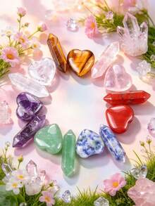 14pcs/Set Polished Natural Crystal Stones, Double & Single Point Gift Box, Meditation Balance Energy, Home Desktop Decor - Natural Crystal Stone Decoration - View 7
