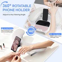 DianaBeauty Large Armrest Manicure Pad Nail Arm Rest With Rotating Phone Holde PU Leather Nail Tech Arm Rest U-Shaped Hand Rest - Multicolor - View 5