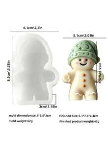 1pc Christmas Gingerbread Man Silicone Mold, Cartoon Smiling Face Doll Aromatherapy Candle Mold, DIY Handmade Soap Plaster Resin Mold, Easy Release Reusable, Desktop Home Decor, Christmas, New Year, Thanksgiving Gift - A - View 9