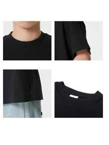 Unisex ADIDAS SS TEE Crew Neck Casual Top Sportswear Comfortable Short Sleeve KB7560 - Black/Hanyu White - View 7
