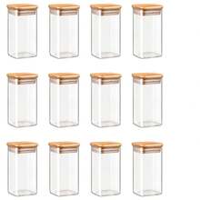 2/4/8/10/12pcs 9.5oz Square Glass Storage Jars With Bamboo Lids, Airtight Moisture-Proof Food Canisters, Christmas Storage Containers For Candy, Cookies & Dry Fruits, Kitchen Pantry Organizer - View 13