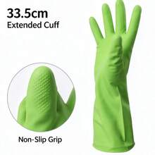 1 Pair Reusable Rubber Cleaning Gloves, Waterproof Non-Slip Dishwashing Gloves For Kitchen Bathroom Laundry, 6 Colors - A - View 8