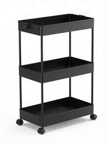 Narrow Multi-Function Storage Rack With Wheels, Ventilated Storage Cabinet With Hooks, Suitable For Small Spaces, Apartment Dorm Bedroom Bathroom Home Living Room Decor, Wedding Back To School Season Office Desk Kitchen Essential Storage Accessories - Multicolor - View 2