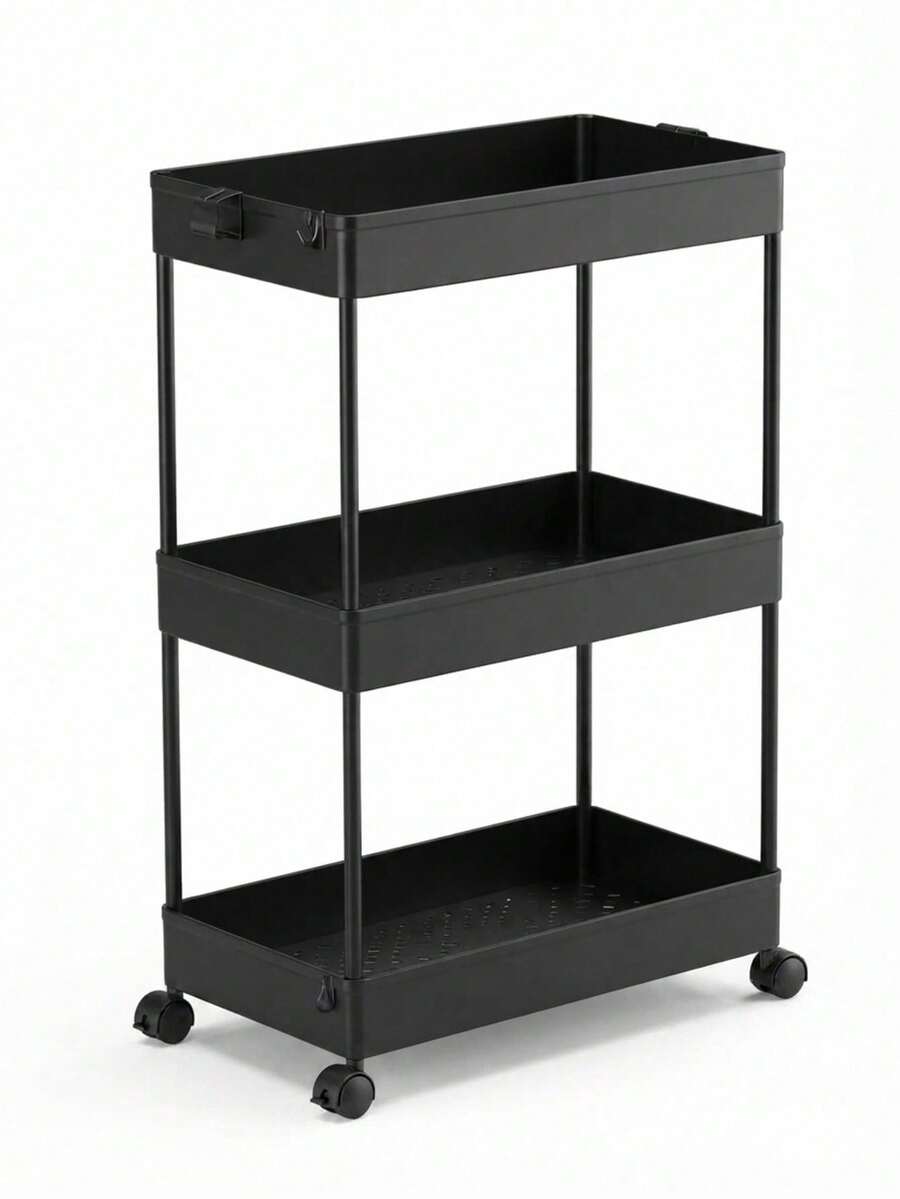 Narrow Multi-Function Storage Rack With Wheels, Ventilated Storage Cabinet With Hooks, Suitable For Small Spaces, Apartment Dorm Bedroom Bathroom Home Living Room Decor, Wedding Back To School Season Office Desk Kitchen Essential Storage Accessories