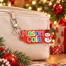 Custom Double Layer Christmas Name Keychain,Personalized Key Chain,Festive Bag Charm,Customized Keychains,Customizable Holiday Gift,Christmas Theme - Multicolor - View 5