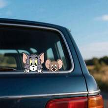 Warner Bros 1Pc Cat And Mouse Car Exterior Stickers Cartoon Tom Cat Jerry Mouse Fuel Tank Cover Stickers For Cars Sunscreen For Cars Scratch-Resistant Accessories,Suitable For Car Body Stickers, Side Door Stickers, Full Car Wraps, Tailgate Covers, Engine Hoods, - Multicolor - View 1