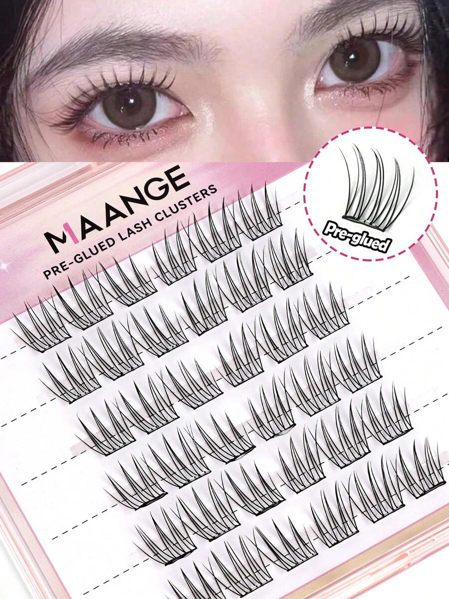 MAANGE 36 Clusters Self-Adhesive Idol Style False Eyelashes, Easy Press ...