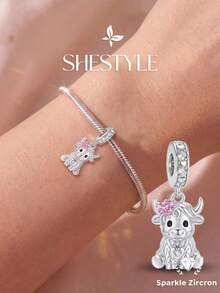 1pc Highland Cow Pendant, Women's Jewelry DIY Bracelet - Style 2 - View 2