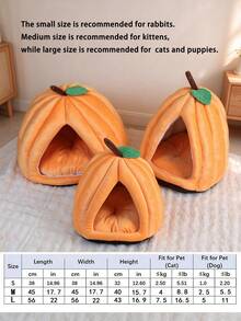1pc-Pumpkin Shaped Cat Hideout House- Soft Indoor Pet Tent Suitable For Cats And Puppies, Suitable For Autumn And Winter - Multicolor - View 5