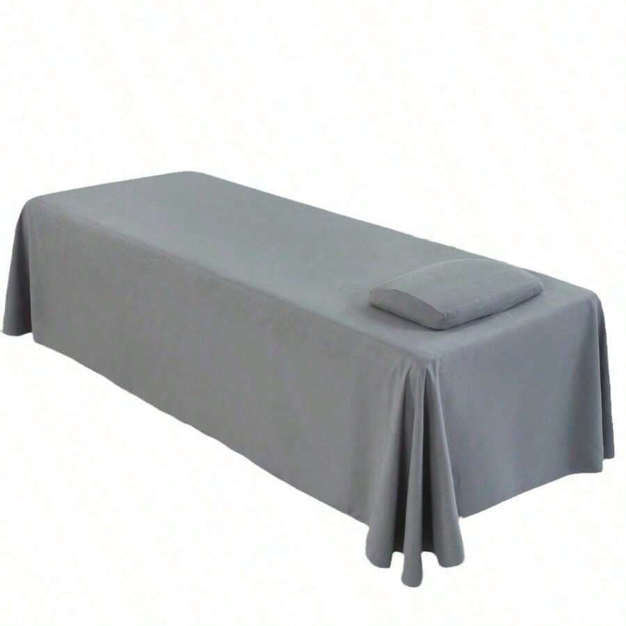Solid Color Bed Skirt, Suitable For Beauty Salon Massage Spa Bed Sheet, Skin-Friendly Massage Bed Cover, With Hole, 120*230cm - Multicolor - View 1
