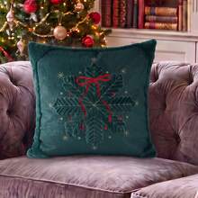 1 New Christmas Tree Star Embroidery Pillow Case, Computer Embroidered Holiday Party Pillow Cover (Pillow Insert Not Included) - Multicolor - View 10