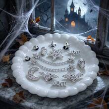 14pcs Silver Small Chain Bat DIY Shoe Decor Halloween Accessories Casual ABS Plastic (ABS Resin) Animal Party All Seasons - Silver - View 10