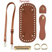 7pcs Adjustable PU Shoulder Straps, One Shoulder Bag Strap Accessories, Suitable For Crochet Bags, Straw Beach Bags, Suitable For Handbags And Wallets DIY, Knitting Enthusiasts Box Packaging Decoration Label/Handmade Bag Knitting Accessories Set With Perforated Bag Bottom + Adjustable Shoulder Strap Combination - New Model - View 9
